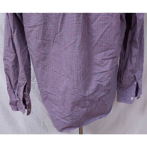 Ralph Lauren Mens Large Red Blue Stripe Check Long Sleeve Embroidered Logo Shirt - Picture 10 of 12